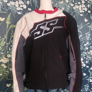 Speed and Strength Motorcycle Jacket White Black Red Gray XL